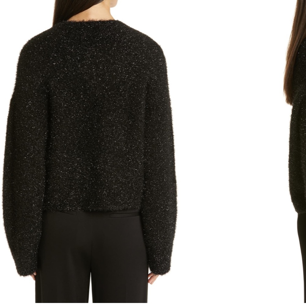 NEW • Vince • Boxy Metallic Slouchy Sweater Black - Picture 2 of 8